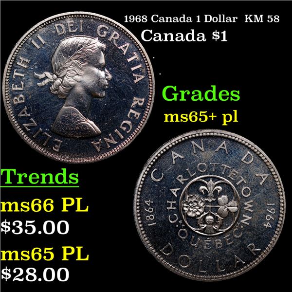 1968 Canada 1 Dollar  KM 58 Grades GEM+ PL