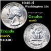 Image 1 : 1948-d Washington Quarter 25c Grades GEM Unc