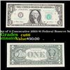 Image 1 : Set of 2 Concecutive 2003 $1 Federal Reserve Note Grades Gem+ CU