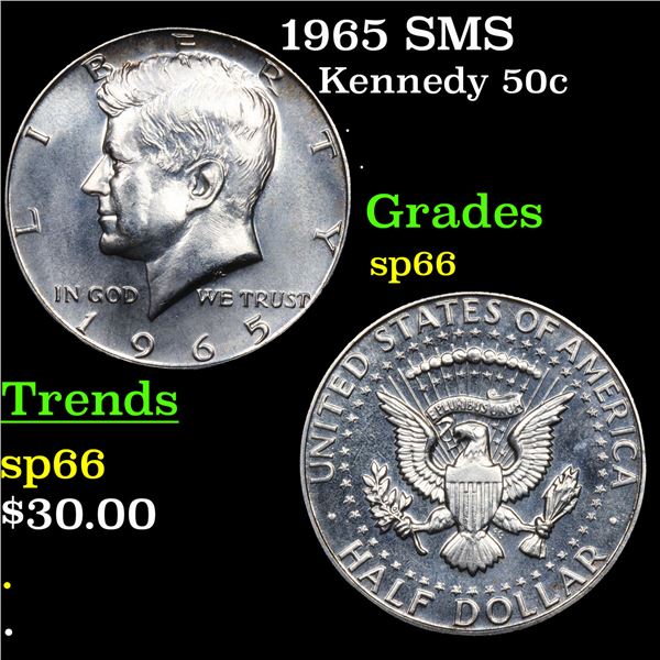 1965 SMS Kennedy Half Dollar 50c Grades sp66