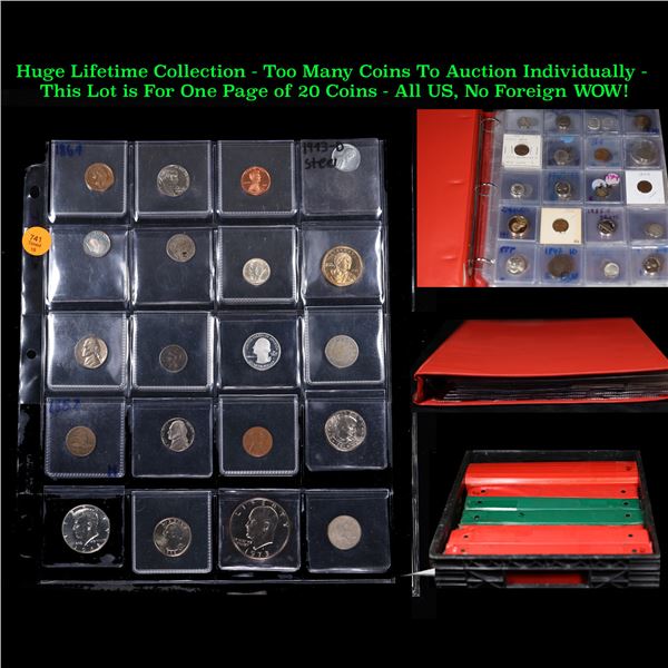 Huge Liifetime Collection - Too Many Coins To Auction Individually - This Lot is For One Page of 20 