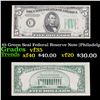 Image 1 : 1934C $5 Green Seal Federal Reserve Note (Philadelphia, PA) Grades vf++