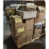 Image 1 : Large pallet of misc items including - kettle, prop wine, craft supplies, book ends, adults cloths, 