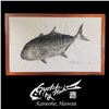 Image 1 : Ulua' Massive Gyotaku Painting Framed in Koa Wood