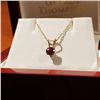 Image 1 : Round Cut .25ct Garnet Pendant with 10k Gold Chain