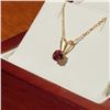 Image 2 : Round Cut .25ct Garnet Pendant with 10k Gold Chain