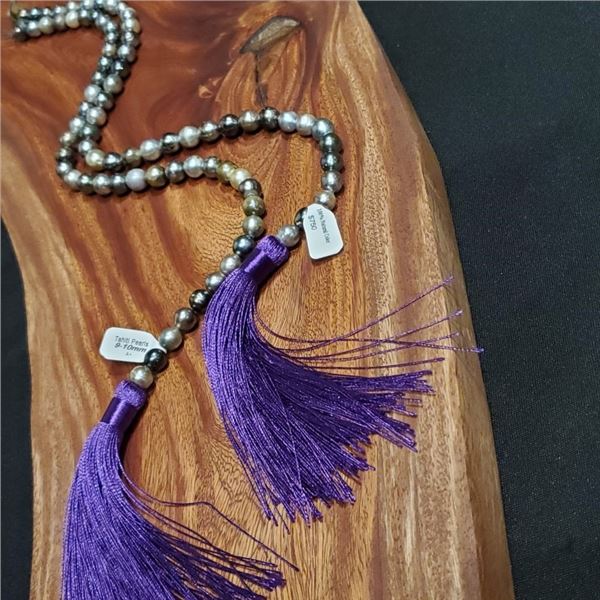 9-10mm A+ Tahitian Pearl Double Strand with Purple Tassels $1,500 Value!