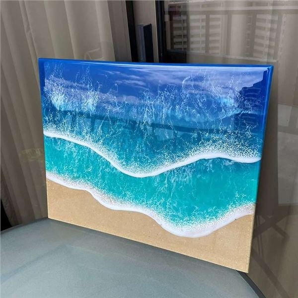 Resin on Canvas, Wave Painting