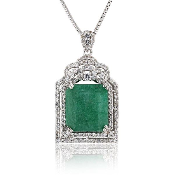 7.84 ctw Beryl Emerald and 1.03 ctw White Sapphire Pendant/Necklace