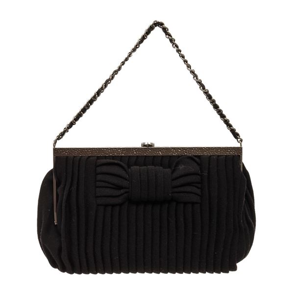 Chanel Black Suede Bow Motiff CC Shoulder Bag