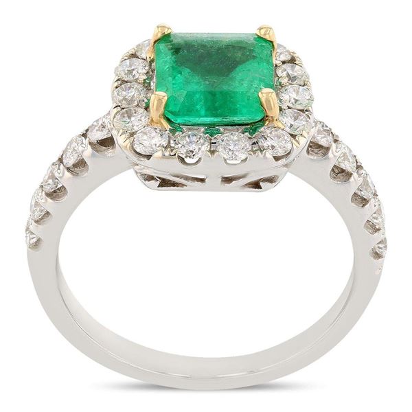 1.30 ctw Emerald and 0.72 ctw Diamond 18K White Gold Ring