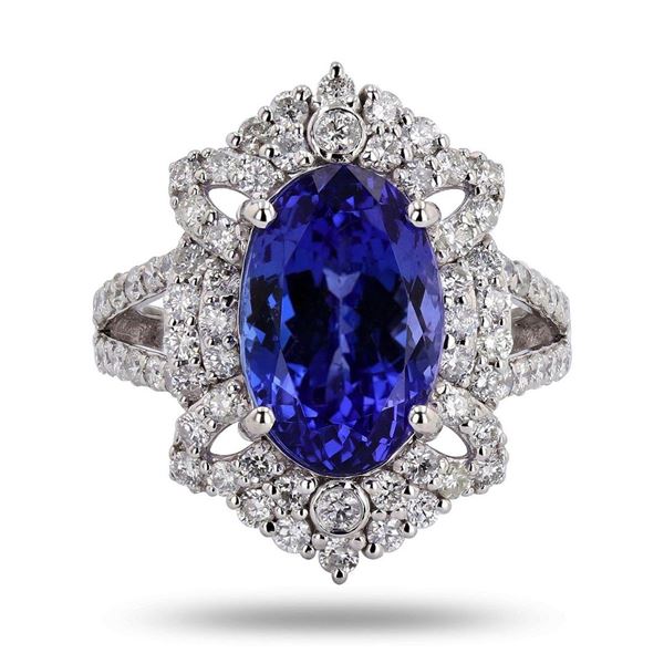 7.88 ctw Tanzanite and 1.41 ctw Diamond Platinum Ring