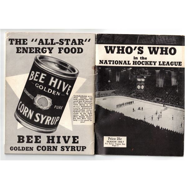 BEE HIVE COLLECTOR HOCKEY BOOK 1936 - 37 SEASON
