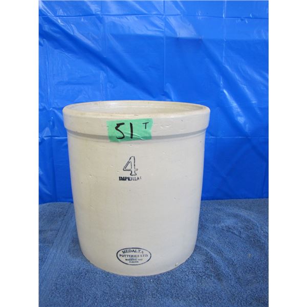 Medalta Potteries stoneware 4 gallon crock