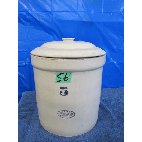 Medalta Potteries stoneware 5 gallon crock With lid
