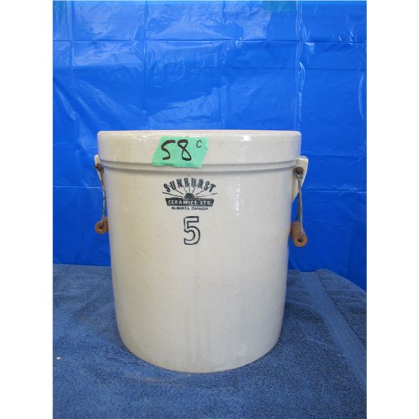 Sunburst ceramics limited 5 gallon stoneware crock