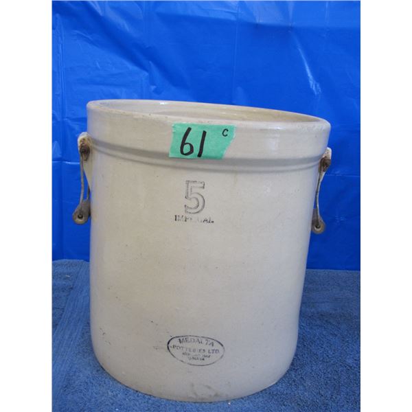 Medalta Potteries stoneware 5 gallon crock