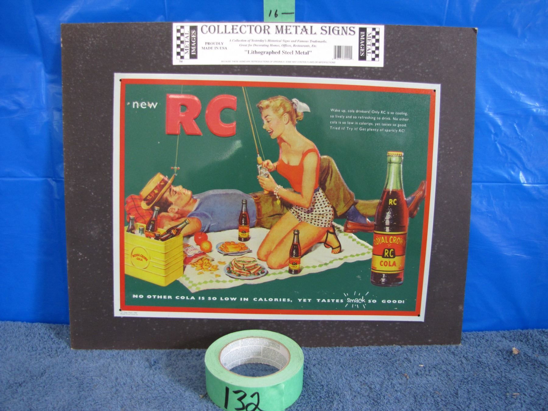 Reproduction vintage metal RC cola sign