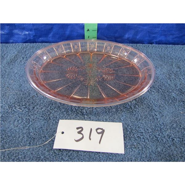Pink Oval depression glass platter