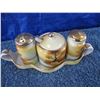 Image 1 : Noritake Salt and pepper and sugar bowl with spoon and Tray