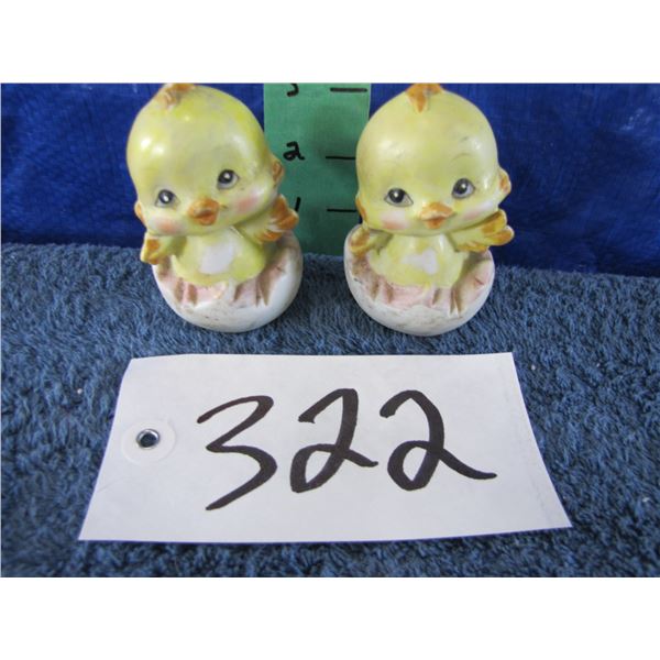 Baby chicks in egg shells salt and pepper shakers