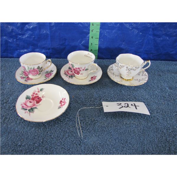 Lot of assorted tea cups and saucers