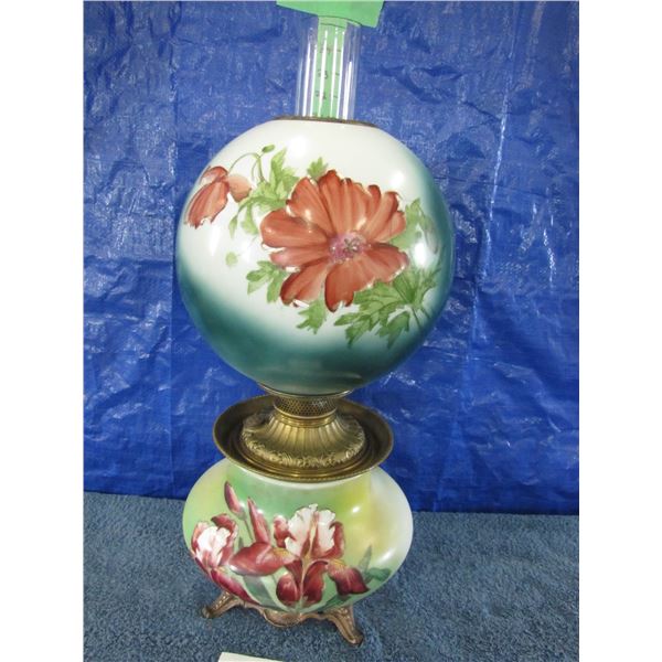 Antique hurricane lamp probably hand painted gorgeous condition