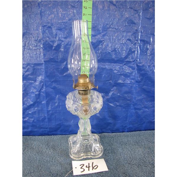 Vintage oil lamp clear glass base bullseye pattern