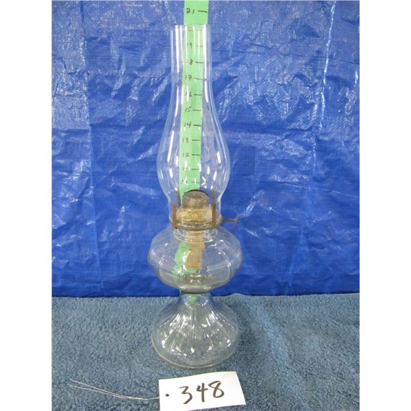 Vintage oil lamp with clear glass base