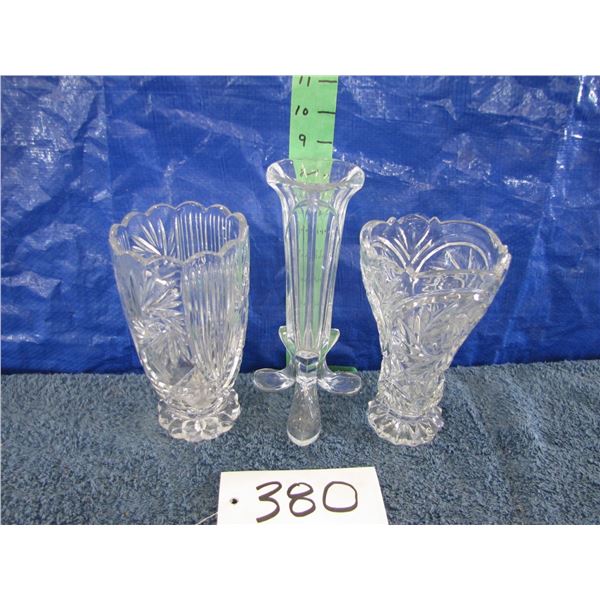 Lot of three various crystal vases