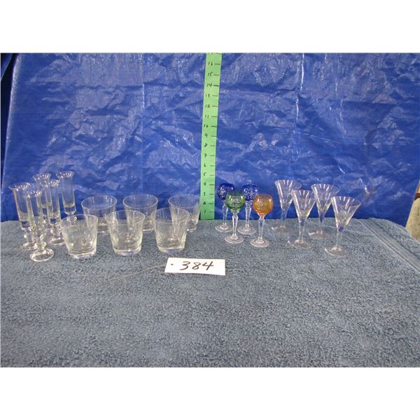 Collection of assorted crystal glasses