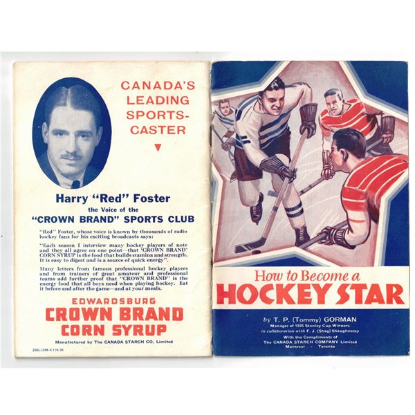 COLLECTOR HOCKEY BOOKLET ... HOW TO BECOME A HOCKEY STAR ... EDWARDSBURG CROWN BRAND CORN SYRUP