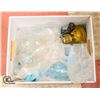 Image 1 : BOX ASSORTED ANTIQUE GLASS LAMP CHIMNEYS ETC