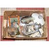 BOX WITH ANTIQUE JELLO MOLD LANTERN ETC