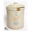 ANTIQUE MEDALTA 2 CROCK WITH LID CHIP