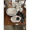 Image 1 : Wooden Table with Assortment of Madison's Grill Kitchen/Tableware