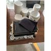 Image 1 : Square Wooden Table with Assortment of Madison's Grill Kitchen/Tableware