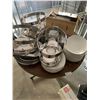 Image 1 : Round Wooden Table with Assortment of Madison's Grill Kitchen/Tableware