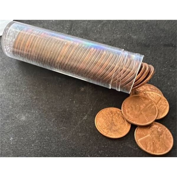 1953 P Full 50pc Roll MS Lincoln Wheat Penny Uncirculated Red to Red/Brown