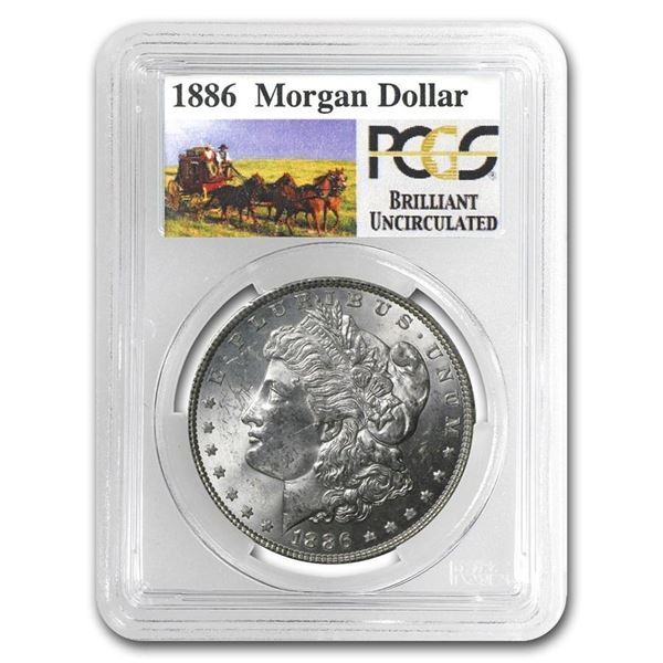 RARE 1886 Stage Coach Morgan Dollar BU PCGS