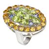 Image 3 : Natural Peridot Citrine Tanzanite Ring