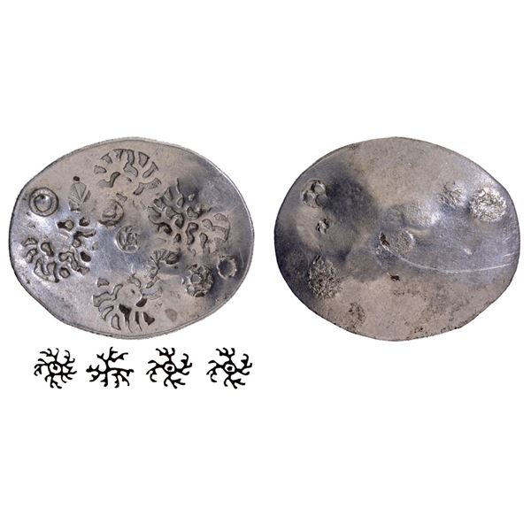 Kashi Janapada Silver Punch Marked Vimshatika Coin of Ramnagar Hoard type.