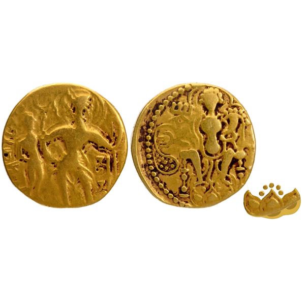 Battle axe type Gold Dinar Coin of Samudragupta of Gupta Dynasty.