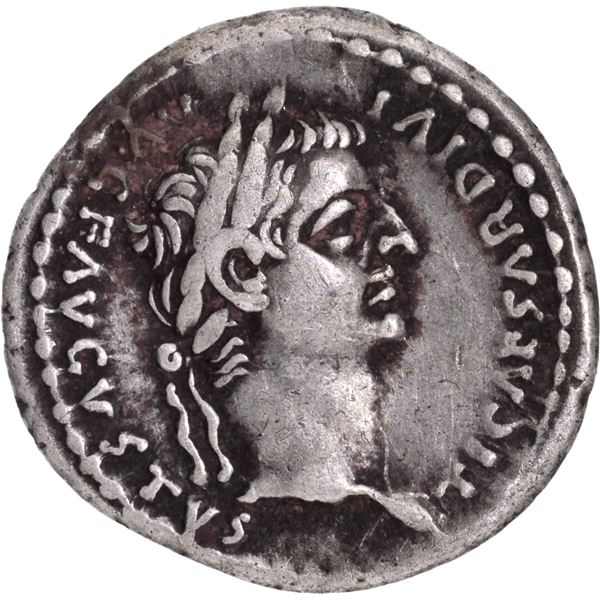 Very Rare Silver Denarius Coin of Tiberius of Roman Empire.