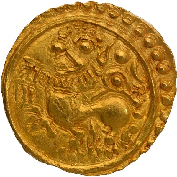 Gold Gadyana Coin of Shivachitta Vajradeva of Kadambas of Goa.