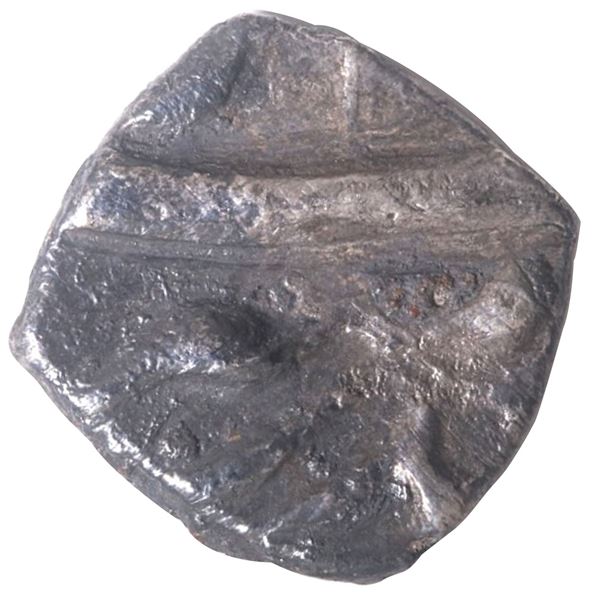 Aurangazeb Alamgir Silver Square One sixteenth Rupee Coin bothsides same legend.