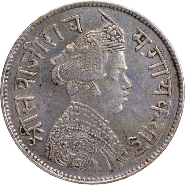 Baroda State, Sayaji Rao III Silver Rupee VS 1952 Coin.