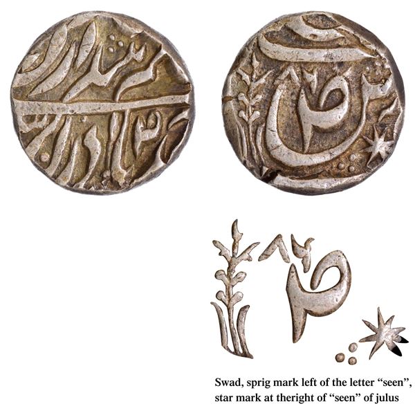 CIS-Nabha, Jaswant Singh Sahrind Mint Silver Rupee Coin VS (18)86 (1829 AD).