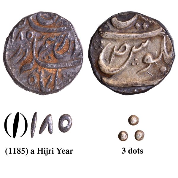 Rare with Date 1185 AH Coin of Amar Singh of Patiala.