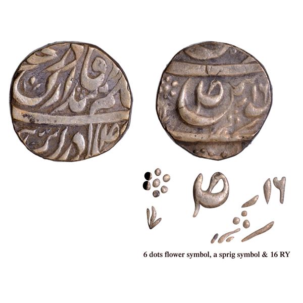 Very Rare CIS-Patiala, Sahib Singh Sahrind Mint Silver Rupee of Frozen year 16.